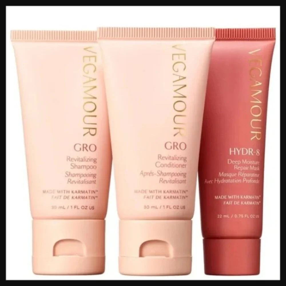Vegamour Mini Travel Haircare Set of 3 shampoo conditioner repair mask NIB